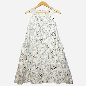 Rachel Zoe 100% Linen Sleeveless Shift A Line Dress Pockets Leaves Women's XS